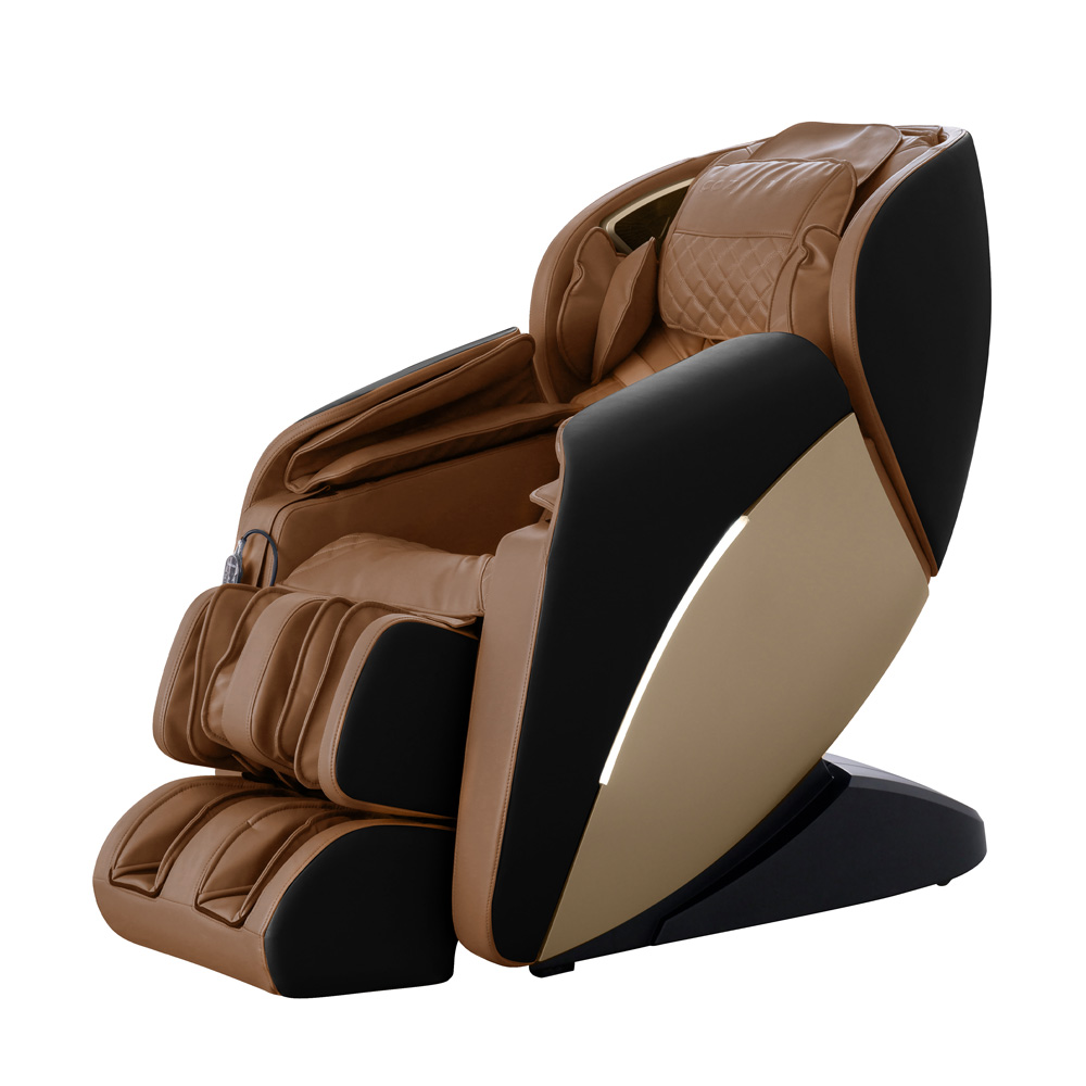 Черное массажное кресло шиацу с нулевой гравитацией для всего тела с человеческим прикосновением