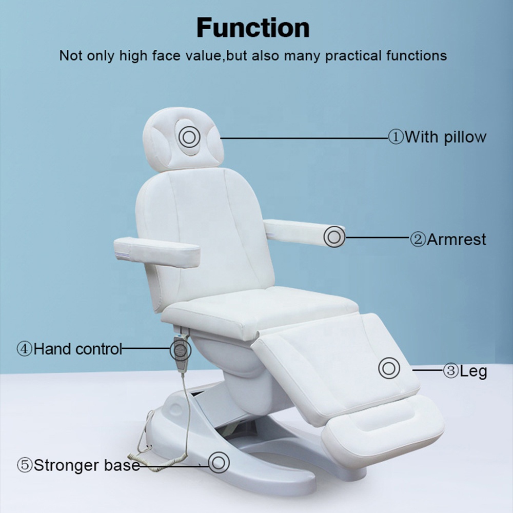 Роскошный белый электрический массажный стол премиум-класса, кровать и стул для лица