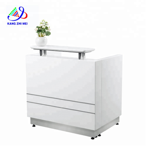 Kanmgei дешевая цена современная мебель для салонов красоты деревянная глянцевая белая маленькая передняя стойка регистрации стол