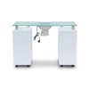 Белый маникюрный стол для ногтей со стеклянной столешницей - Kangmei