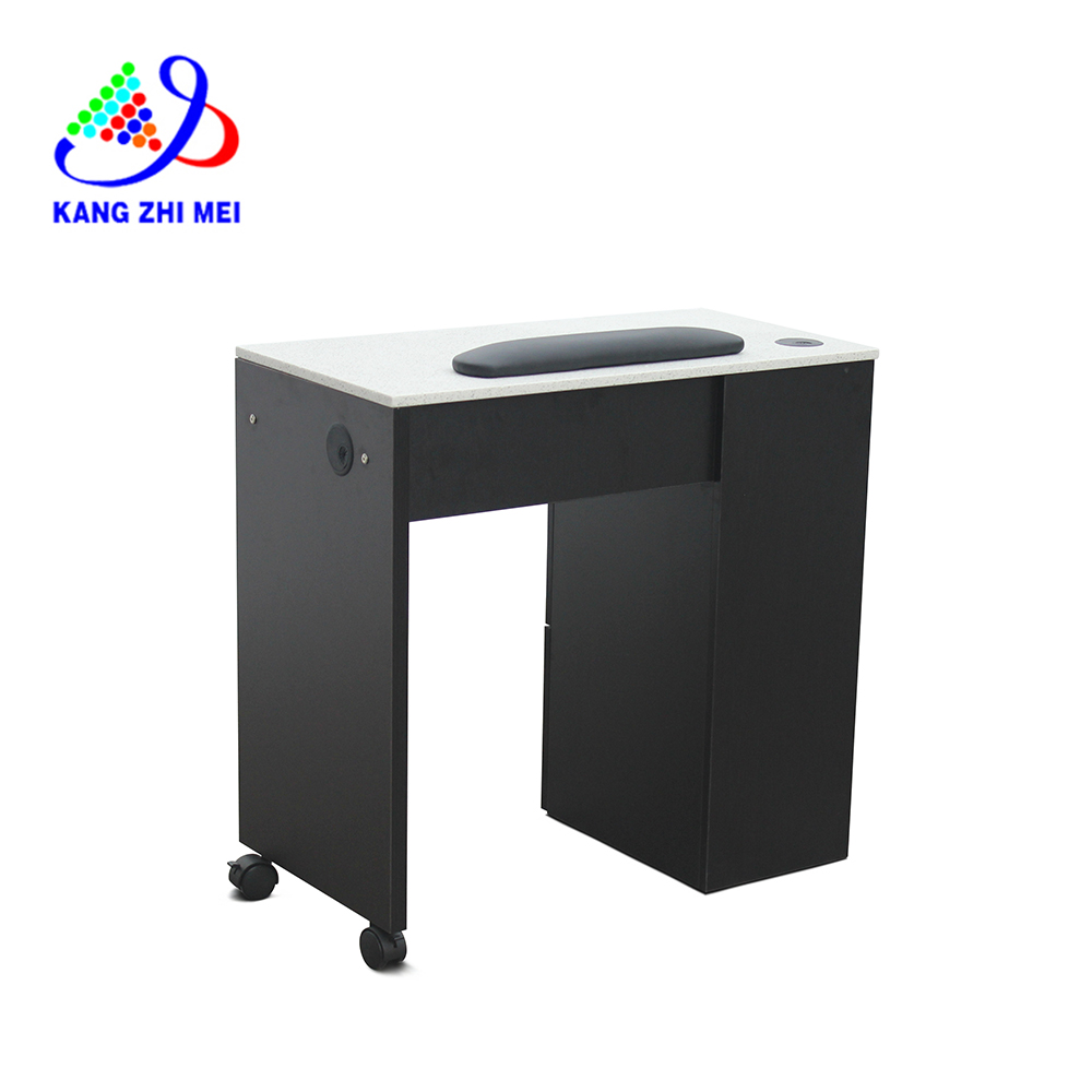 Черный маникюрный стол с гранитной столешницей - Kangmei