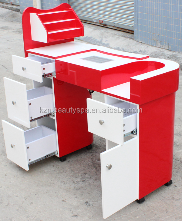2018 Kangzhimei оптом современный маникюрный салон красный и белый маникюрный стол для ногтей N049-1