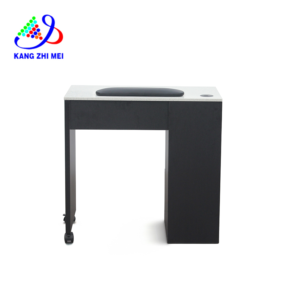 Черный маникюрный стол с гранитной столешницей - Kangmei